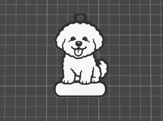 Portachiavi Bichon Frise, con targhetta senza nome
