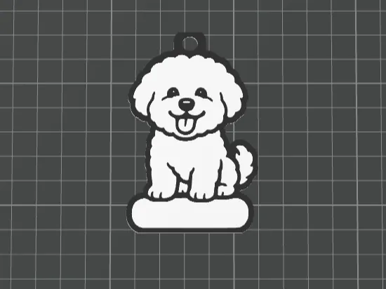 Portachiavi Bichon Frise, con targhetta senza nome