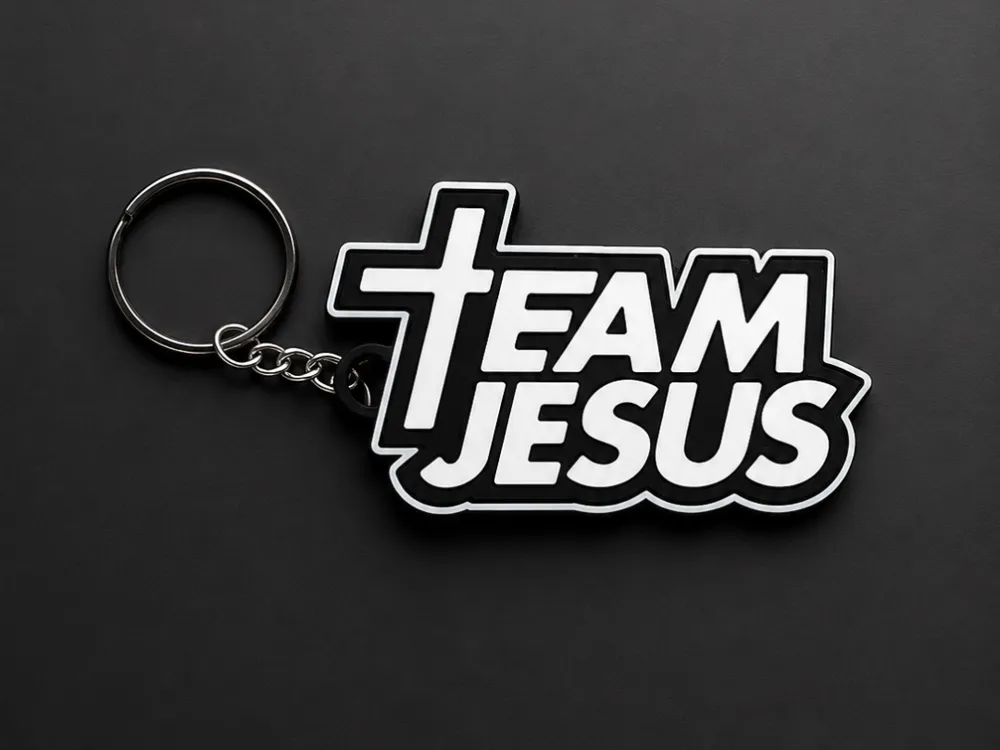 Llavero: TEAM JESUS keychain. Referencia del modelo original.