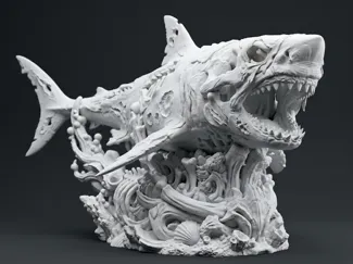 Tiburón Zombi - Lienzo en Blanco