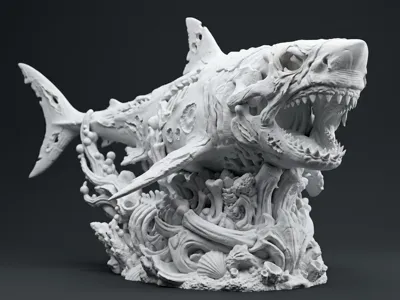 Zombie Shark - Blank Canvas