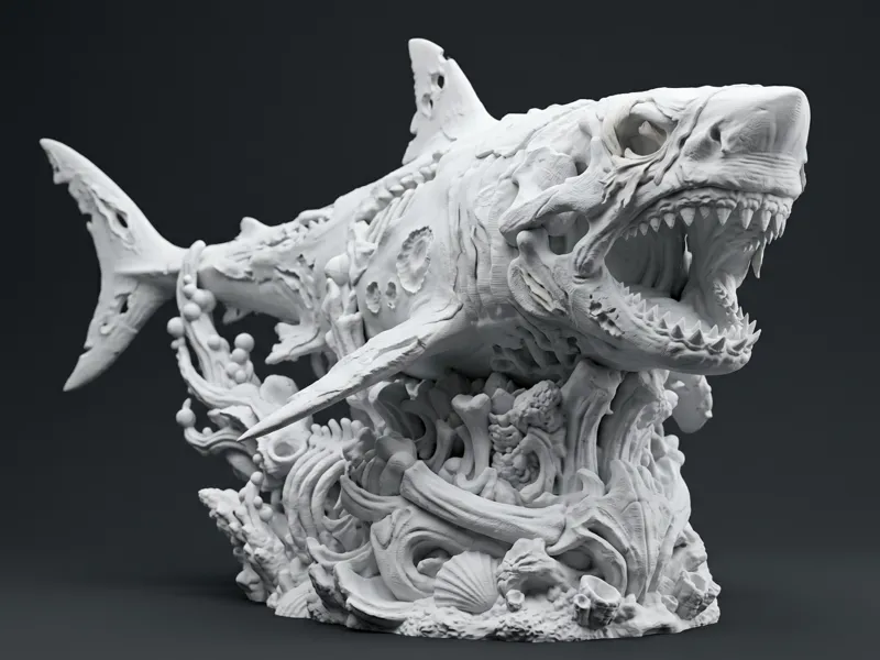 Tiburón Zombi - Lienzo en Blanco