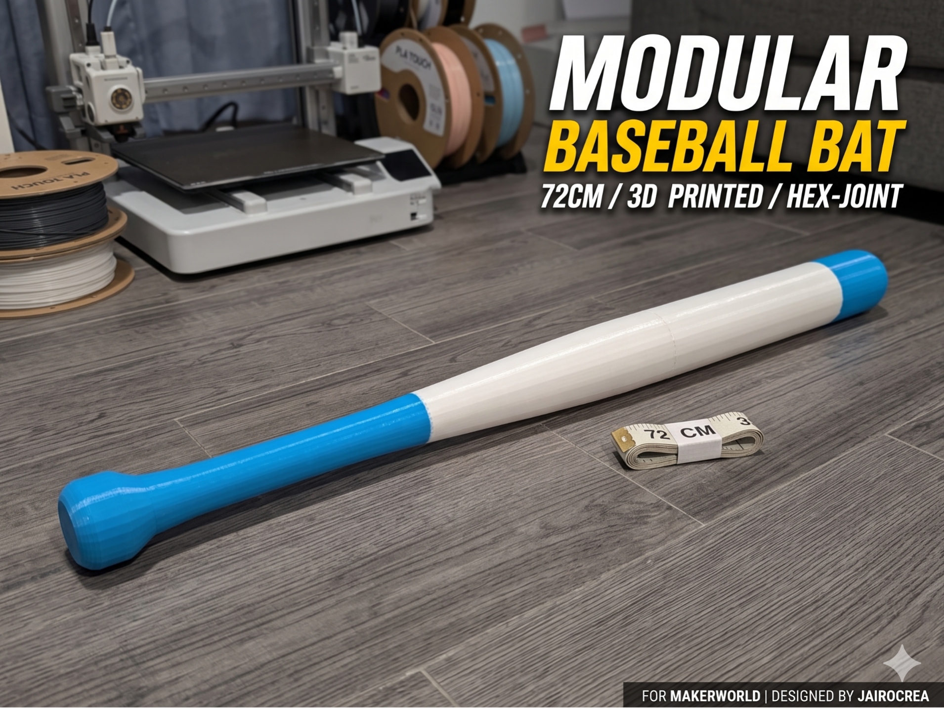 bate de béisbol a tamaño real (72 cm)