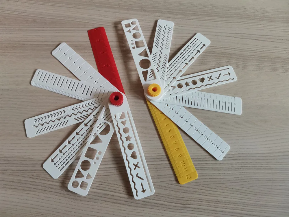 Foldable Modular Ruler & Stencil Set - Free 3D Print Model - MakerWorld
