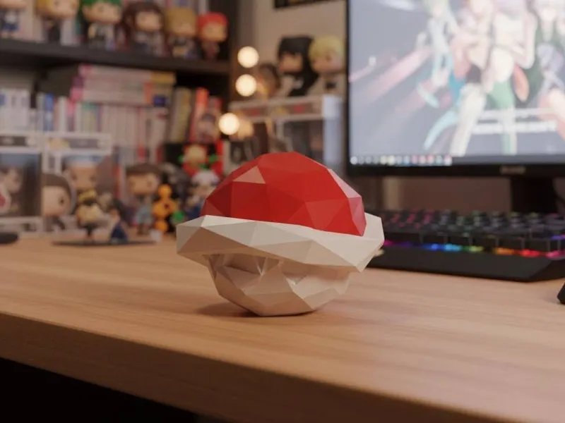 Red turtle shell Mario Kart Low Poly