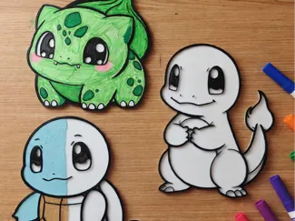 Pokémon First Generation Starters Coloring Craft