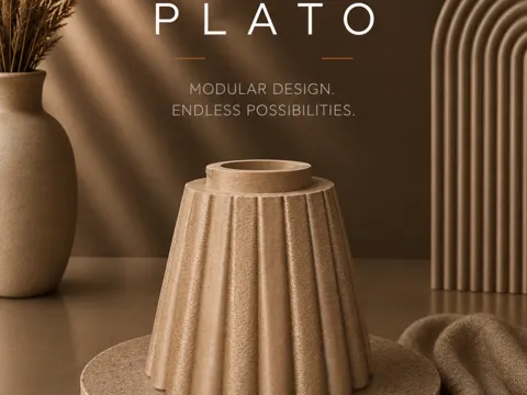Letrero o emblema decorativo: MODUÉRA Plato Base Modular Display — referencia de MakerWorld