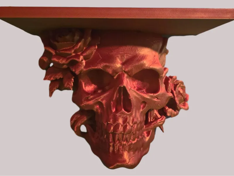 Rose Skull Wall Shelf – Gothic Skull Decor Shelf