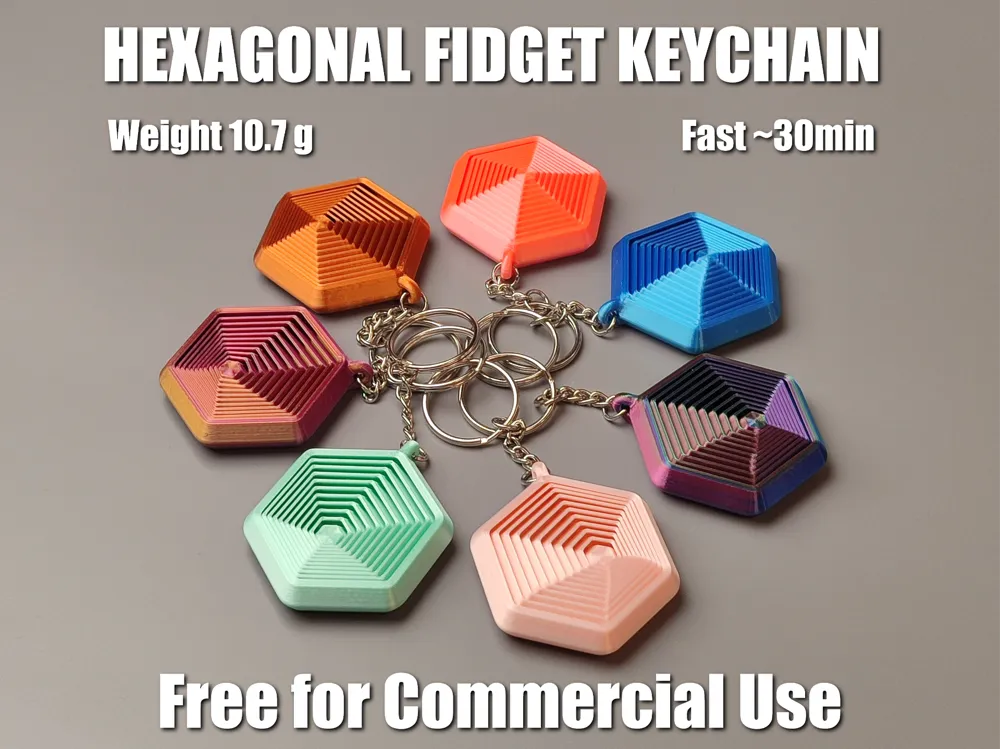Llavero: Hexagonal Fidget Keychain - 3D Printed Toy. Referencia del modelo original.