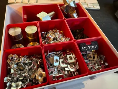 Storage system grid, screws and nuts organiser