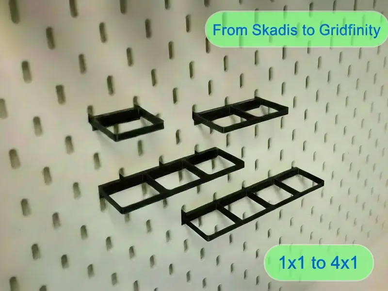 Gridfinity to IKEA Skadis Adapter 1x1 to 4x1