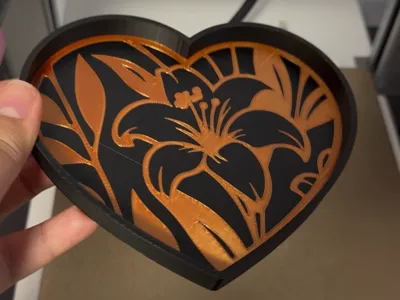 Trinket Tray Heart Lily Flower