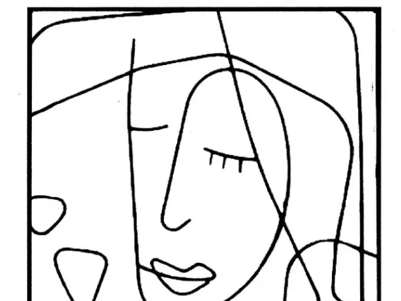 decorazione murale - volto donna line art