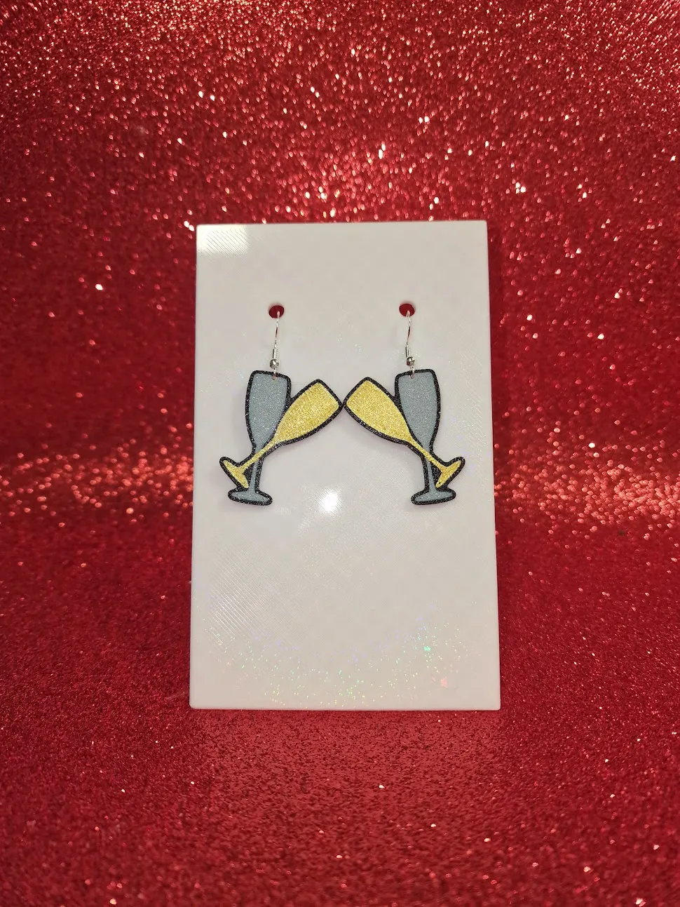 Clinking glasses 2025 earrings view 2