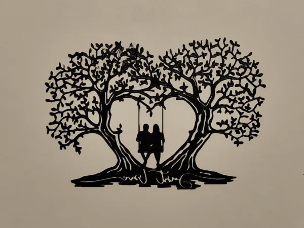 Amoureux sous l'arbre - décoration murale