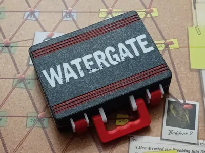 Watergate board game deck and token briefcase