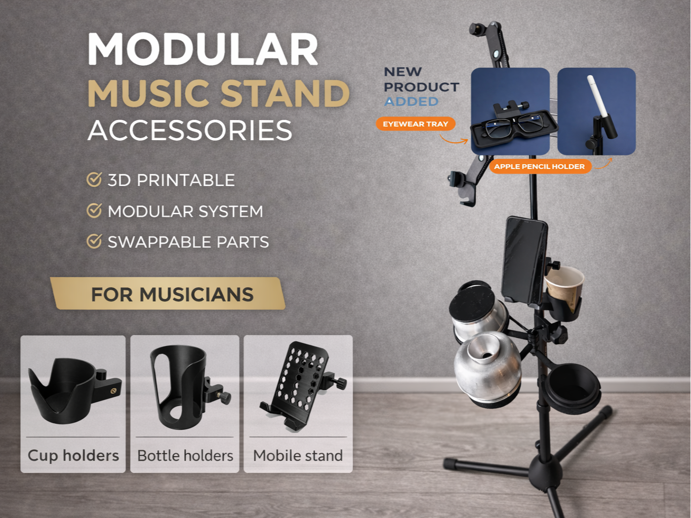 Modular Music Stand Accessories System