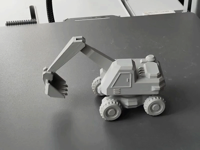Miniatura 1 do modelo 3D 轮式小挖掘机，新增—破碎锤（无支撑，无需五金件）