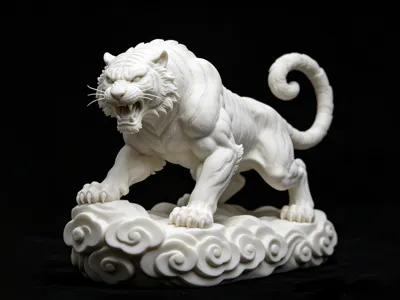 Auspicious Four Divine Beasts — White Tiger (Stable Guardian)