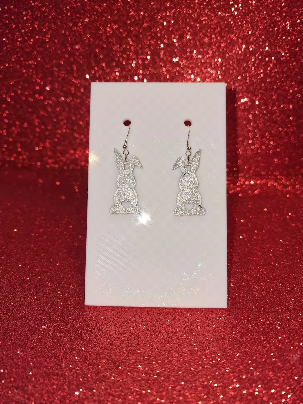 Bunny heart earrings view 2