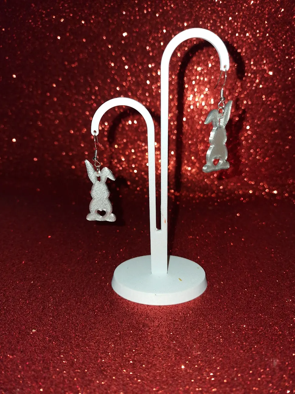 Bunny heart earrings view 3