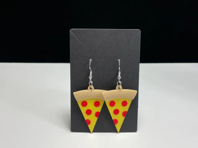 Slice of pepperoni pizza earrings
