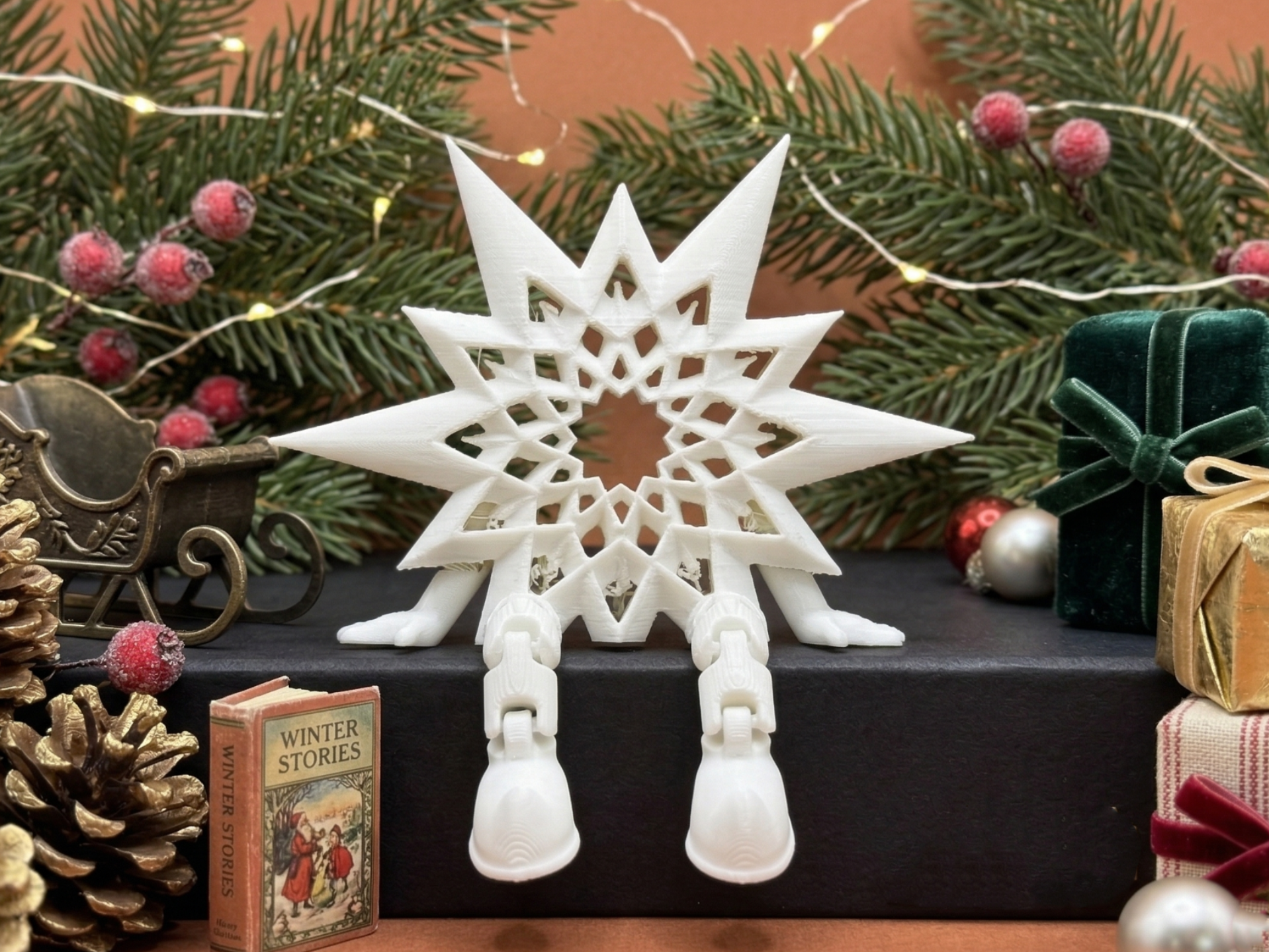 Articulated Christmas Snowflake with hands & feet