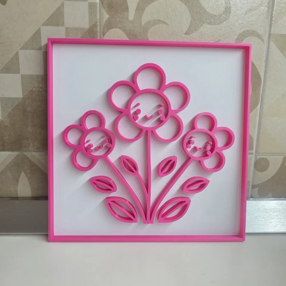 Clear Flowers Frame Ree Smiling Flowers Small Frame – Minimal 3D Decoration - Free 3D Print ...