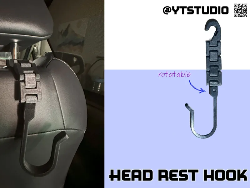Flexible Rotating Hook for Car Headrest
