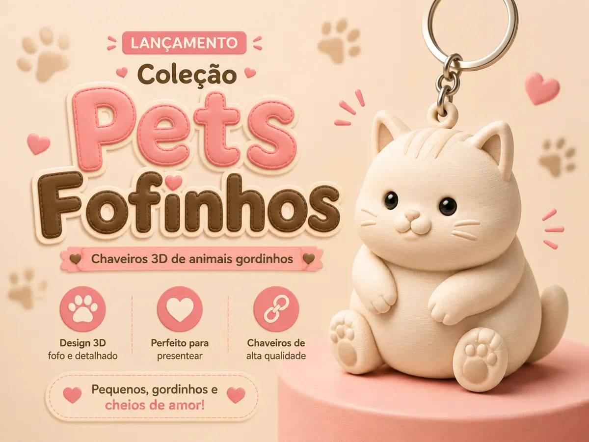 Cute Cat Keychain | Cute Pets Collection - Free 3D Print Model - MakerWorld