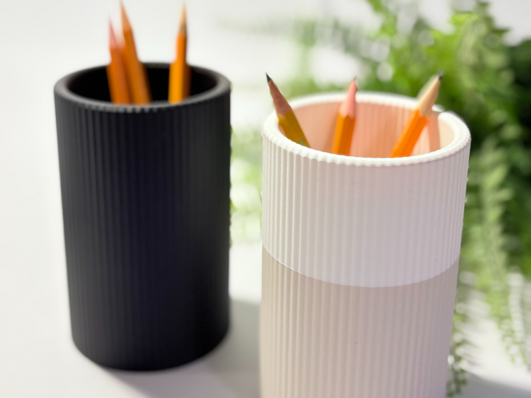 Ribbed Pencil Holder for Aesthetic Spaces