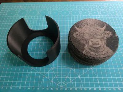 Round coaster holder x8 10cm Slate coasters