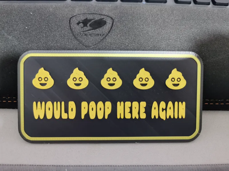 Would poop here again sign