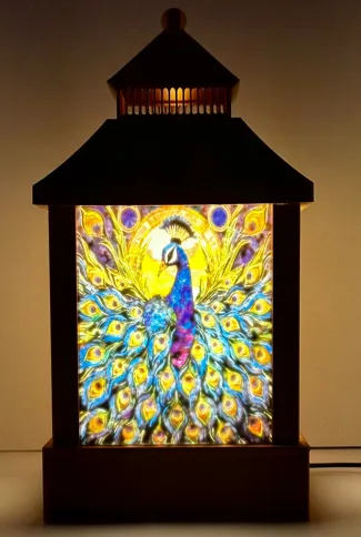 Peacock Lithophane Lantern