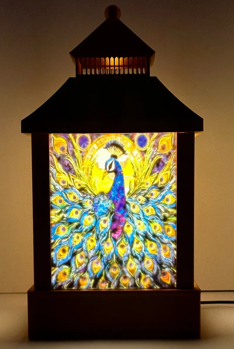 Peacock Lithophane Lantern