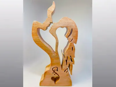 Couple Silhouette Sculpture - Wood Like 