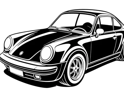 Classic Porsche 911 Turbo (Two-Color Silhouette)