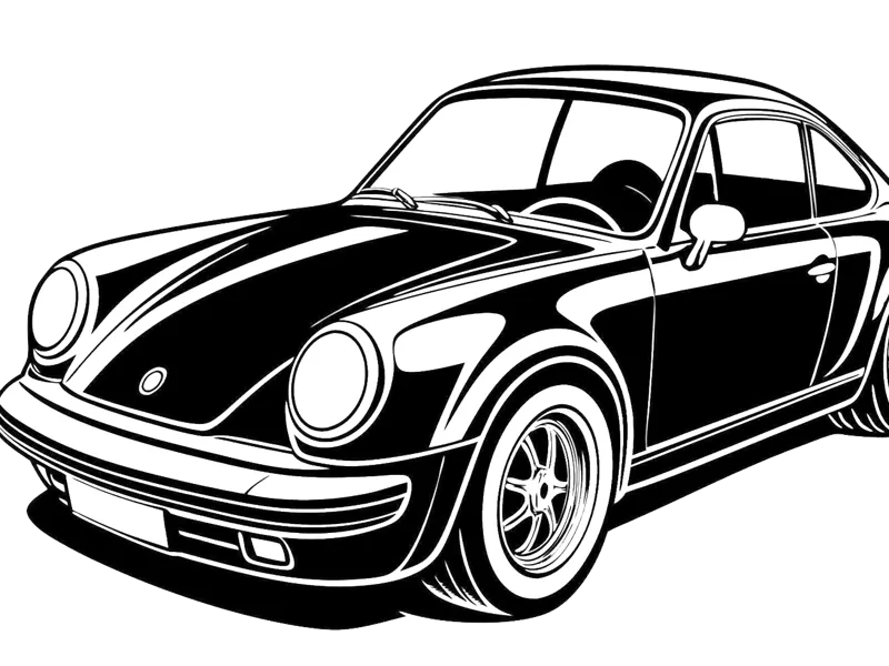Clásico Porsche 911 Turbo (Silueta Bicolor)