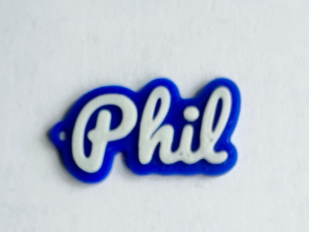 Phil 3d printed name keychain personalized 