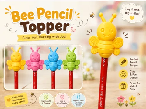 Caja o estuche: Cute Bee Pencil Topper — referencia de MakerWorld
