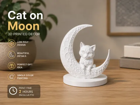 Modelo para impresión 3D: Cat one the Moon — referencia de MakerWorld