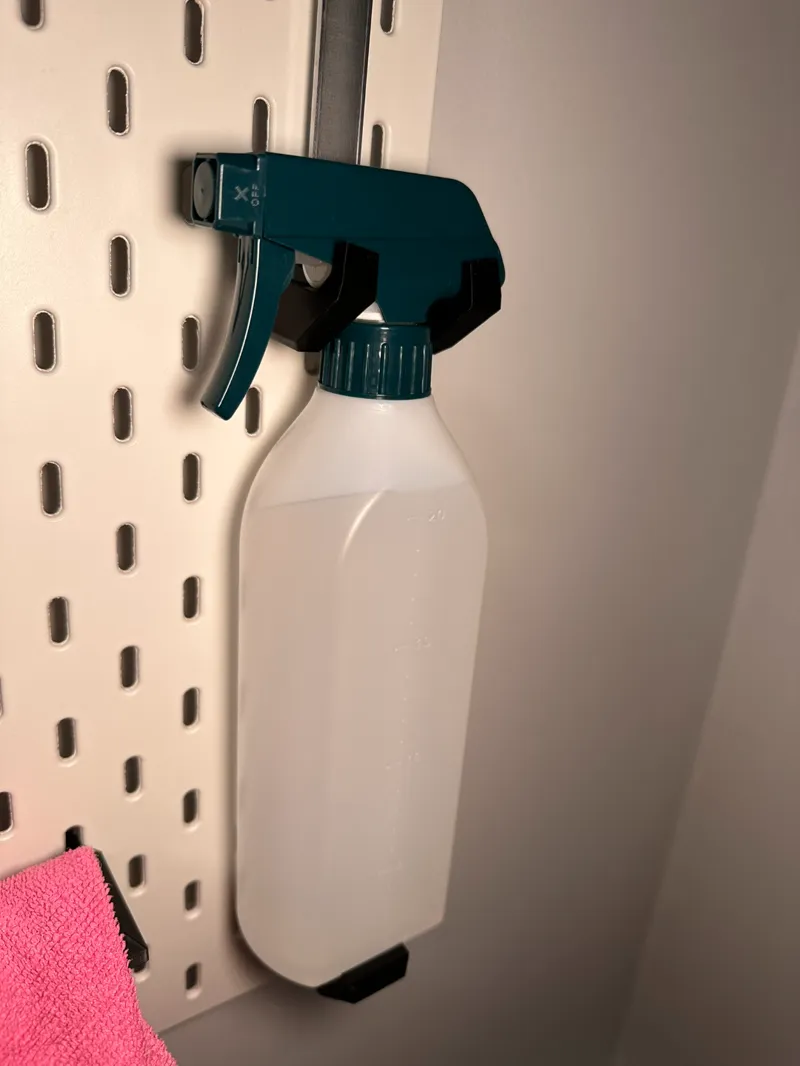 Ikea skadis spray bottle holder