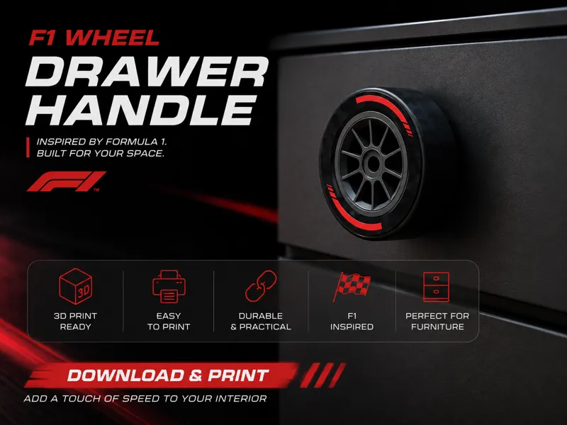 F1-Inspired Wheel Drawer Knob 