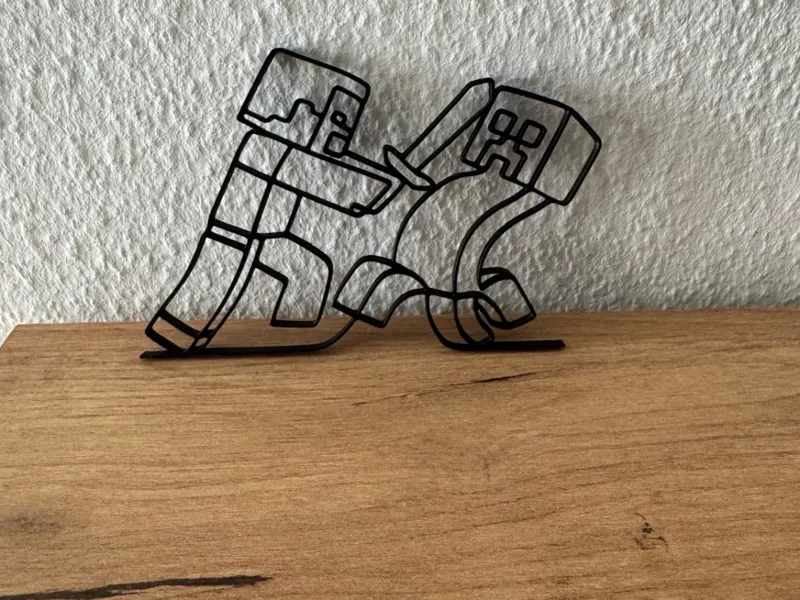 Minecraft Steve Kämpft gegen einen Creeper