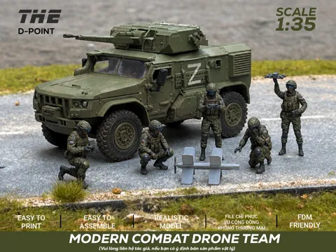 Figura decorativa: Modern Combat Drone Team | 1:35 Scale Figures — referencia de MakerWorld