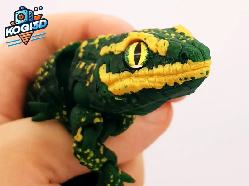 Articulated Print-in-Place Lizard - 2 Head Options