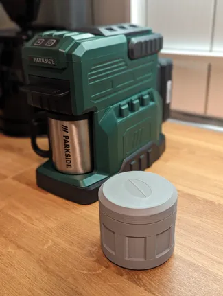 Coffeepad container for battery coffee makers