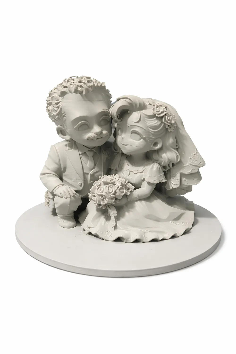 Cute Wedding Cake Topper Bride & Groom - Free 3D Print Model - MakerWorld