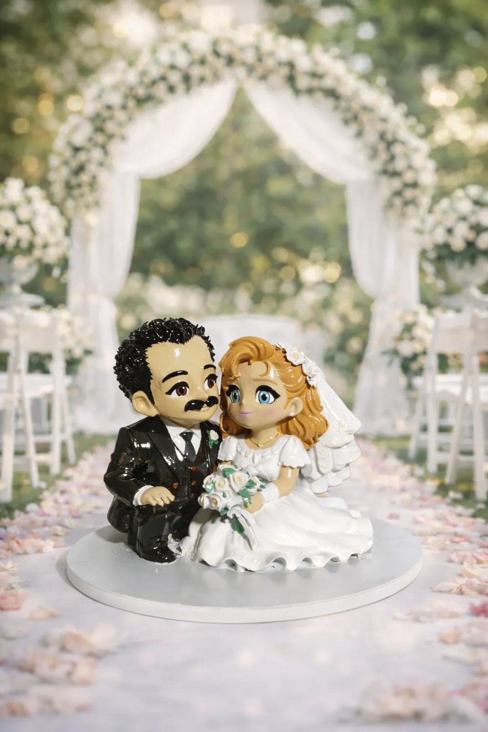 Cute Wedding Cake Topper Bride & Groom - Free 3D Print Model - MakerWorld