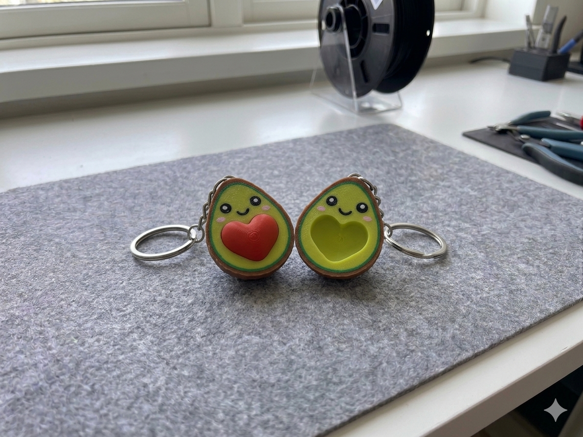 Double Avocado Hearts Keychain